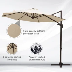 Outsunny Cantilever Parasol 3m - Beige -Günstiges Grün Ecke Geschäft sHtb101813d5badf2 jpg