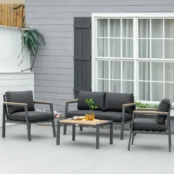 Outsunny Garden Sofa Set 4 Piece With Cushions - Grey -Günstiges Grün Ecke Geschäft sVR90f17f52a16306 jpg
