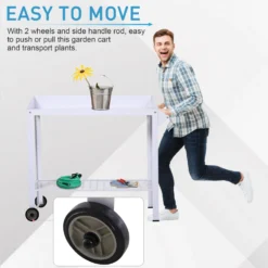 Outsunny Metal Outdoor Garden Potting Bench White -Günstiges Grün Ecke Geschäft sWF01417dc49d9bd5