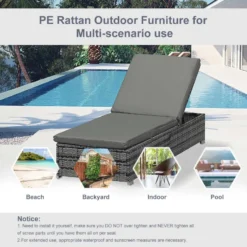 Outsunny Rattan Reclining Lounger - Grey -Günstiges Grün Ecke Geschäft svM75617eecc29e19 jpg