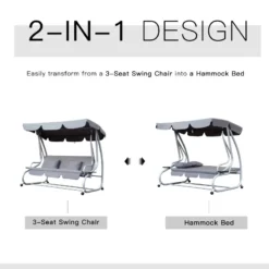 Outsunny Swing Seat 3 Seater - Grey -Günstiges Grün Ecke Geschäft tDG7561859afdf2a4 jpg