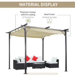 Outsunny Outdoor Metal Pergola With Retractable Awning Canopy 3x3m - Beige -Günstiges Grün Ecke Geschäft tKsa0918379073ae7 jpg