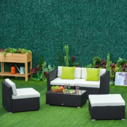 Outsunny Rattan Sofa Set With Coffee Table - Black -Günstiges Grün Ecke Geschäft tRH2a1186543dc10f jpg