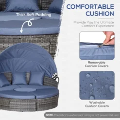 Outsunny Garden Daybed With Cushions - Grey With Blue Cushions -Günstiges Grün Ecke Geschäft tZad951803be56c94 jpg