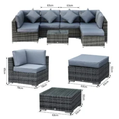 Outsunny Rattan Corner Sofa Set 8 Piece - Grey -Günstiges Grün Ecke Geschäft tvKa1217eecc28cc0 jpg