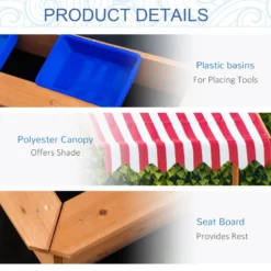 Outsunny Children's Wooden Sandbox With Cover - Wood -Günstiges Grün Ecke Geschäft tzIb1017f7bd44a17 jpg