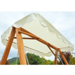 Outsunny 3 Seater Canopy Swing Bench - Cream White -Günstiges Grün Ecke Geschäft u8l45b17dc29ce89a