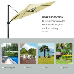 Outsunny Patio Offset Umbrella Cream -Günstiges Grün Ecke Geschäft uM0fd217dc5e72b7b
