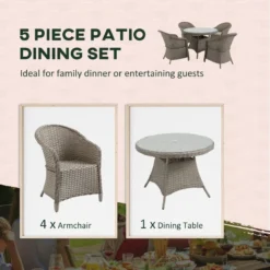 Outsunny Rattan Dining Set 4 Seater - Grey -Günstiges Grün Ecke Geschäft ugWa0918041c966ae jpg e6059132 1f72 4c65 8e07 c18061c30205