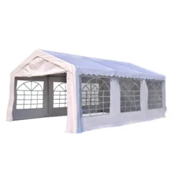 Outsunny Gazebo Marquee Party Tent Wedding Canopy Steel Frame Water Resistant Size 6x4 M-White