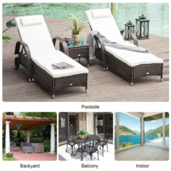 Outsunny Rattan Lounger Set With Side Table - Brown -Günstiges Grün Ecke Geschäft uva88c17eecc29e8c jpg