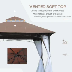 Outsunny Gazebo 3 X 3 Meter Brown -Günstiges Grün Ecke Geschäft vEcbe917e906a8448 0313baa5 9514 494a 87ed 7d1c31455a50