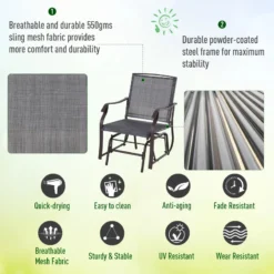 Outsunny Glider Rocking Chair & Table Set - Grey -Günstiges Grün Ecke Geschäft vHxa0918701d0763c jpg