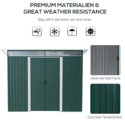Outsunny Metal Garden Shed 260L X 133W X 200Hcm - Green -Günstiges Grün Ecke Geschäft wLrb1018746d3c0b0 jpg