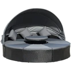 Outsunny Garden Daybed With Adjustable Table - Black