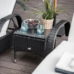 Outsunny Rattan Lounge Set With Side Table - Black -Günstiges Grün Ecke Geschäft wi94a7180efc0c049 jpg
