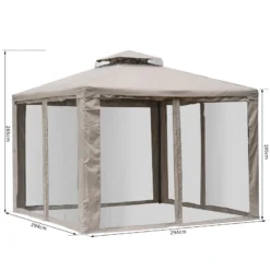 Outsunny Outdoor Gazebo 295L X 295W X 263Hcm-Taupe -Günstiges Grün Ecke Geschäft x6Rd5117dc2c183b1 jpg