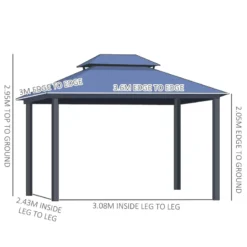 Outsunny Hardtop Gazebo 3x3.6m - Grey -Günstiges Grün Ecke Geschäft x8Fa121811dea717a jpg