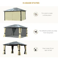 Outsunny 3.6 X 4m Hardtop Gazebo Canopy With Polycarbonate Roof And Aluminium Frame, Garden Pavilion With Mosquito Netting And Curtains -Günstiges Grün Ecke Geschäft xAcb3017e906a85c8 75940263 45a1 4316 9b88 b13521d68a75