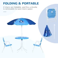 Outsunny Kids Table Chair & Umbrella Set Ages 3-6 Years - Blue -Günstiges Grün Ecke Geschäft xLPa0917e8eefe39b jpg