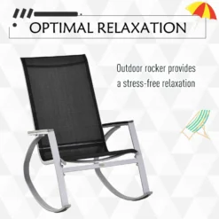 Outsunny Rocking Chair Sun Lounger Garden Seat Patio High Back Texteline Black -Günstiges Grün Ecke Geschäft xMy86f17dc39d449c