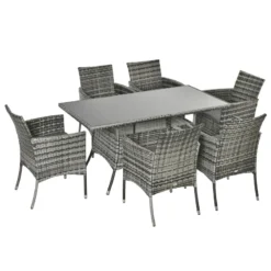 Outsunny 7pc Rattan Garden Furniture Dining Set Wicker Patio Conservatory Seater -Günstiges Grün Ecke Geschäft zUKdaa17eecc2921c jpg