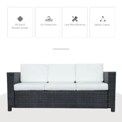 Outsunny-3 Seater Rattan Sofa Water Resistant Cushions - Brown -Günstiges Grün Ecke Geschäft zV652d17dc5d4e077