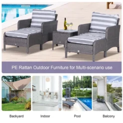 Outsunny Outdoor Rattan 2 Seater With Footstools - Dark Grey -Günstiges Grün Ecke Geschäft zkH75617eecc299ca jpg